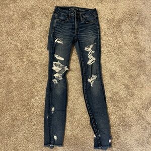 American Eagle Outfitters Women's Distressed Skinny Blue Jeans